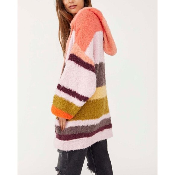 Free People Dream Team Cardi / Desert Coral Sweater Cardigan EUC Small - Picture 2 of 9